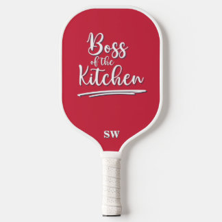 Funny Boss of the Kitchen  Re White Elegant Pickleball Paddle