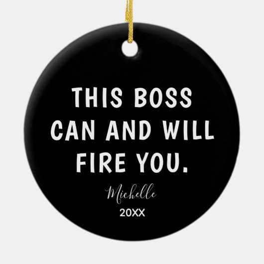 Funny Boss Persoonlijk Jaar Kerstmis Keramisch Ornament (Achterkant)