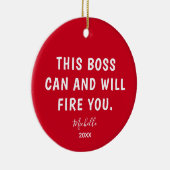 Funny Boss Red, speciaal jaar kerstmis Keramisch Ornament (Rechts)
