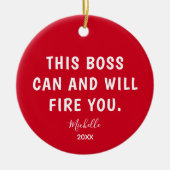 Funny Boss Red, speciaal jaar kerstmis Keramisch Ornament (Voorkant)