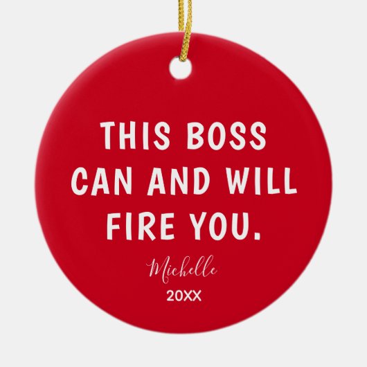 Funny Boss Red, speciaal jaar kerstmis Keramisch Ornament (Voorkant)