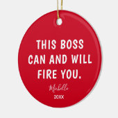 Funny Boss Red, speciaal jaar kerstmis Keramisch Ornament (Links)