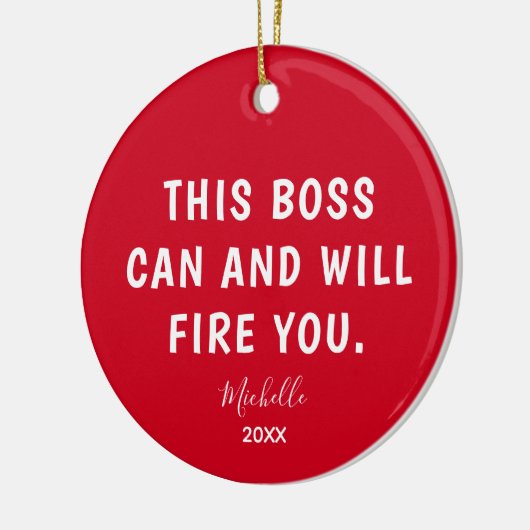 Funny Boss Red, speciaal jaar kerstmis Keramisch Ornament (Links)