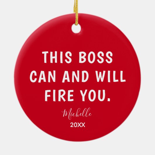 Funny Boss Red, speciaal jaar kerstmis Keramisch Ornament (Achterkant)