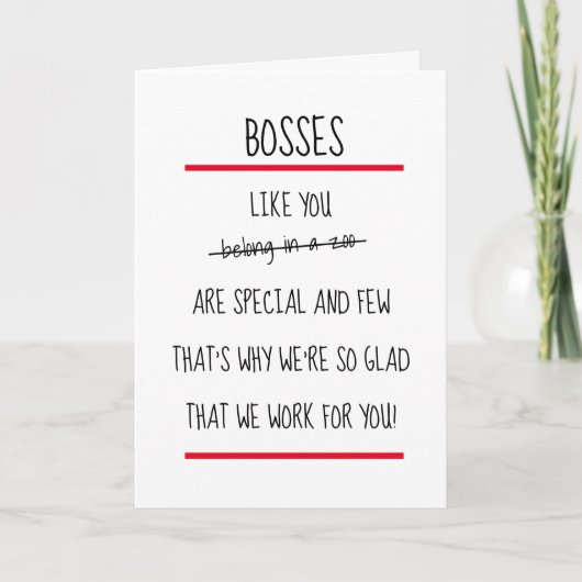 Funny Bosses Cheeky Verse Boss Day Card Kaart (Voorkant)
