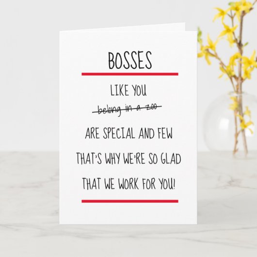 Funny Bosses Cheeky Verse Boss Day Card Kaart (Gele Bloem)
