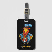 Funny Bossy Cartoon Rooster Bagagelabel (Voorkant (verticaal))
