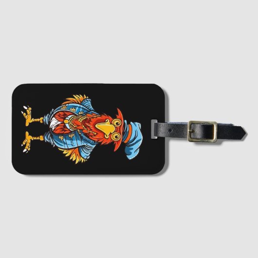 Funny Bossy Cartoon Rooster Bagagelabel (Voorkant (horizontaal))