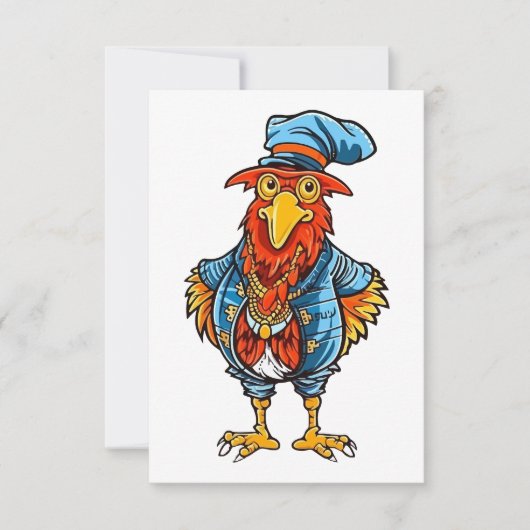 Funny Bossy Cartoon Rooster Bedankkaart (Voorkant)