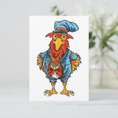 Funny Bossy Cartoon Rooster Bedankkaart (Staand voorkant)