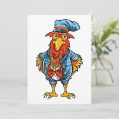 Funny Bossy Cartoon Rooster Bedankkaart (Staand voorkant)