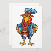 Funny Bossy Cartoon Rooster Bedankkaart (Voorkant / Achterkant)