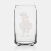 Funny Bossy Cartoon Rooster Blikvorm Glas (Achterkant)