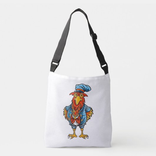 Funny Bossy Cartoon Rooster Crossbody Tas (Voorkant)