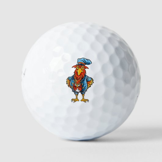 Funny Bossy Cartoon Rooster Golfballen (Voorkant)