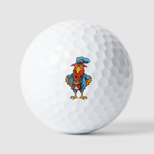 Funny Bossy Cartoon Rooster Golfballen (Voorkant)