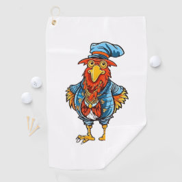 Funny Bossy Cartoon Rooster Golfhanddoek