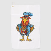 Funny Bossy Cartoon Rooster Golfhanddoek (Voorkant)