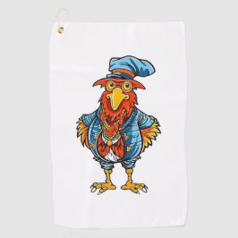 Funny Bossy Cartoon Rooster Golfhanddoek