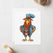Funny Bossy Cartoon Rooster Notitiekaartje (Voorkant / Achterkant in situ)