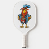 Funny Bossy Cartoon Rooster Pickleball Paddle (Achterkant)