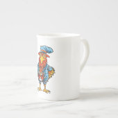 Funny Bossy Cartoon Rooster Porselein Kop (Voorkant rechts)