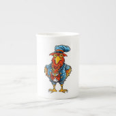 Funny Bossy Cartoon Rooster Porselein Kop (Voorkant)