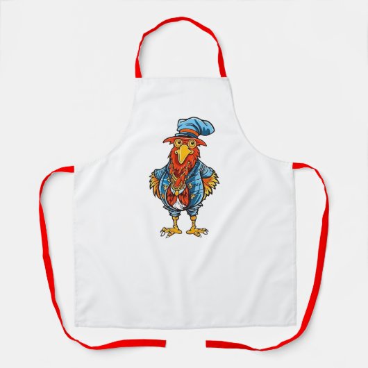 Funny Bossy Cartoon Rooster Schort (Voorkant)