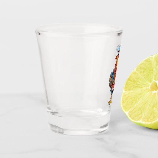 Funny Bossy Cartoon Rooster Shot Glas (Links)