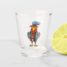 Funny Bossy Cartoon Rooster Shot Glas