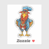 Funny Bossy Cartoon Rooster Sticker (Vel)