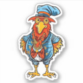 Funny Bossy Cartoon Rooster Sticker (Voorkant)