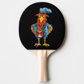 Funny Bossy Cartoon Rooster Tafeltennisbatje (Voorkant)