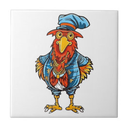 Funny Bossy Cartoon Rooster Tegeltje
