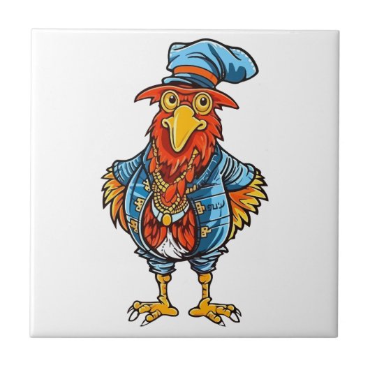 Funny Bossy Cartoon Rooster Tegeltje (Voorkant)
