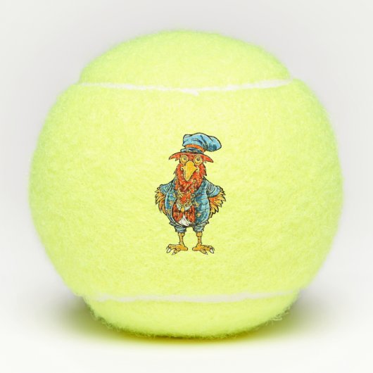 Funny Bossy Cartoon Rooster Tennisballen (Voorkant)