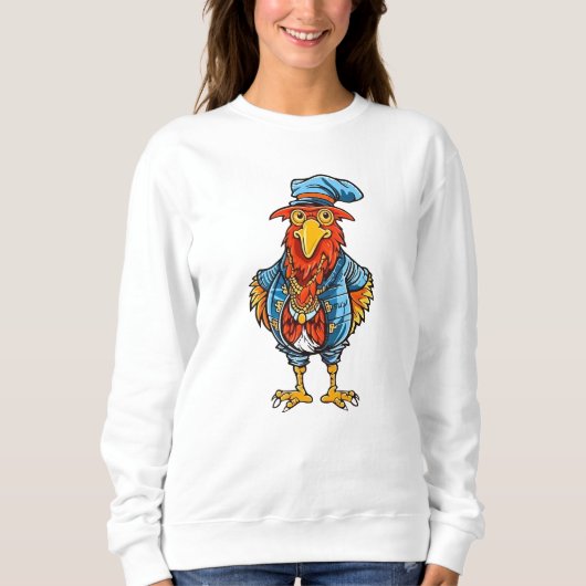 Funny Bossy Cartoon Rooster Trui (Voorkant)