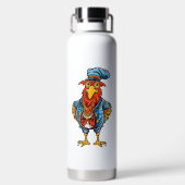 Funny Bossy Cartoon Rooster Waterfles (Achterkant)