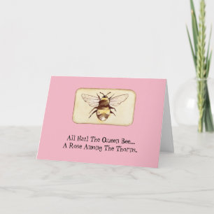 Funny Bossy Queen Bee Birthday Card Kaart