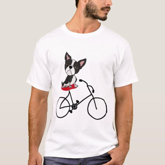 Funny Boston banre Riding Bicycle T-shirt (Voorkant)