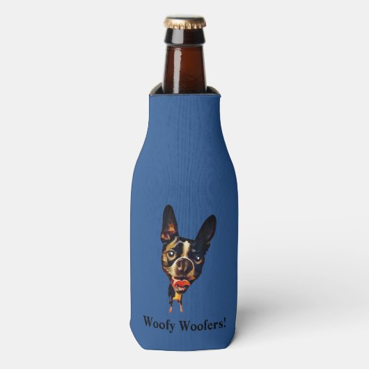Funny Boston Terrier Bottle Cooler (Fles Voorkant)