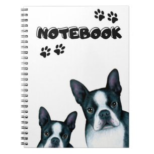 Funny Boston Terrier Dog 128 zwart-wit Notitieboek