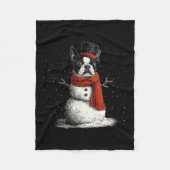 Funny Boston Terrier Dog Christmas Snowman Xmas Pa Fleece Deken (Voorkant)