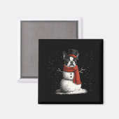 Funny Boston Terrier Dog Christmas Snowman Xmas Pa Magneet (Voorkant / Achterkant)