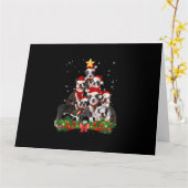 Funny Boston Terrier Dog Christmas Tree Gift Kaart (Gele Bloem)