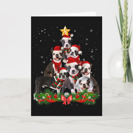 Funny Boston Terrier Dog kerstboom Kaart (Voorkant)