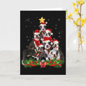 Funny Boston Terrier Dog kerstboom Kaart (Gele Bloem)