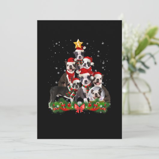 Funny Boston Terrier Dog Kerstmis Gift Aankondiging (Staand voorkant)