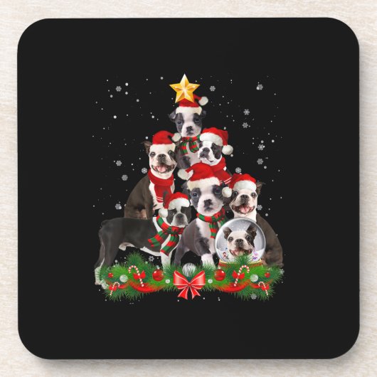 Funny Boston Terrier Dog Kerstmis Gift Bier Onderzetter (Voorkant)