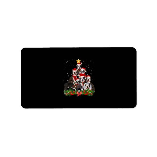 Funny Boston Terrier Dog Kerstmis Gift Etiket (Voorkant)
